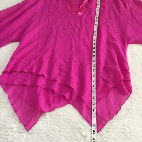 Escada fuchsia pink pointy silk blouse size small - Picture 8 of 11
